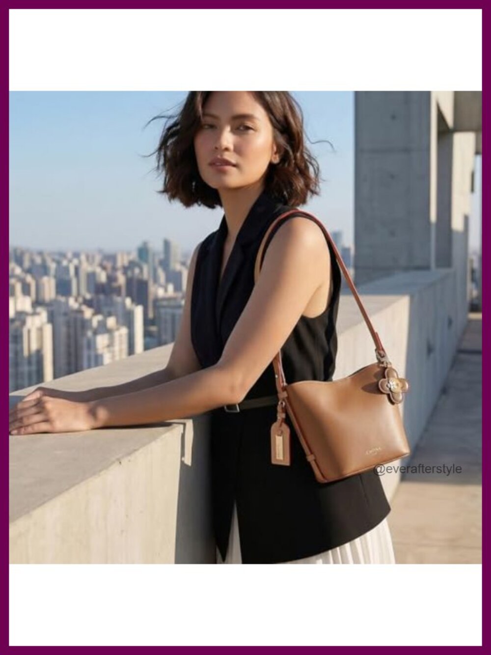 Vegan Leather Crossbody Bucket Bag Tote Purse Adjustable Strap 4-Way Carry